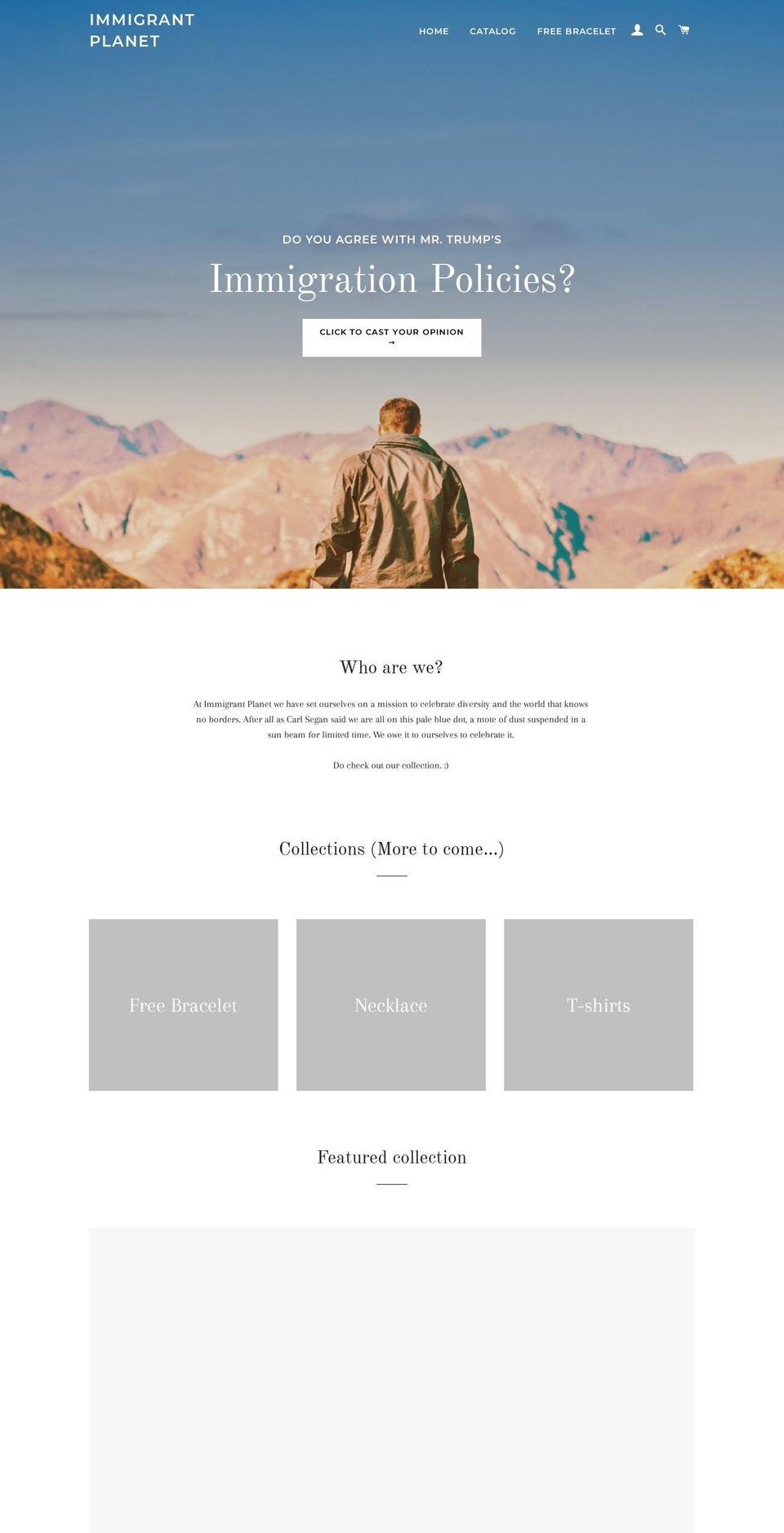 immigrantplanet.com — Shopify storefront screenshot