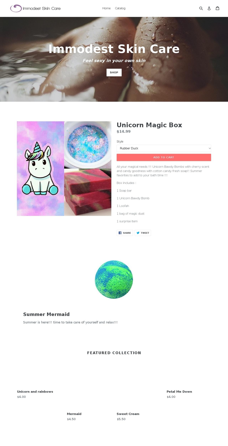 immodestskincare.com — Shopify storefront screenshot