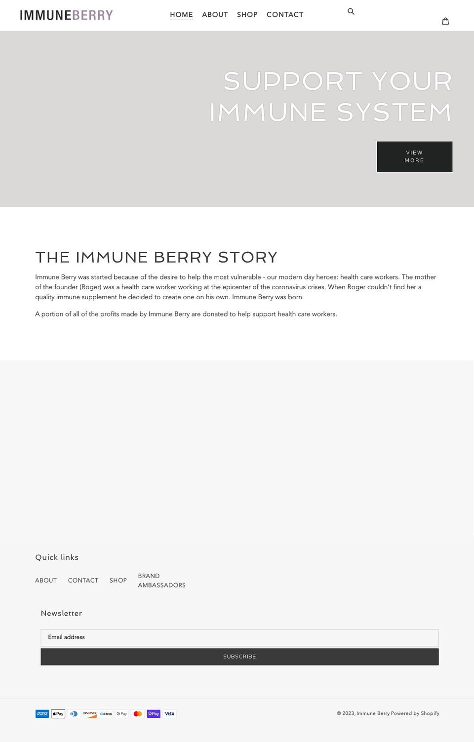 immuneberry.com shopify website screenshot