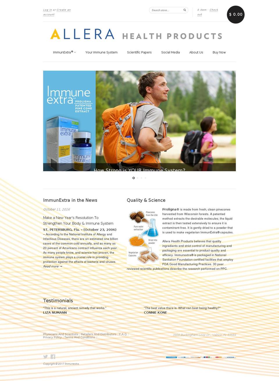 immuneextra.com shopify website screenshot