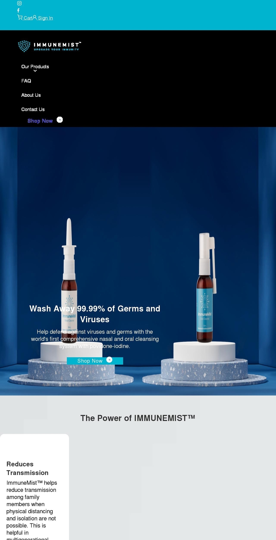 immunemist.com shopify website screenshot