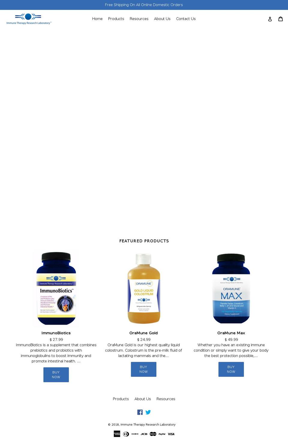 immunetherapyresearchlab.com — Shopify storefront screenshot