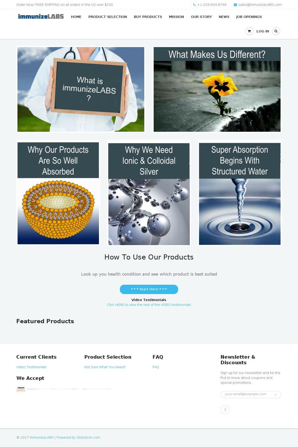 immunizelabs.com shopify website screenshot