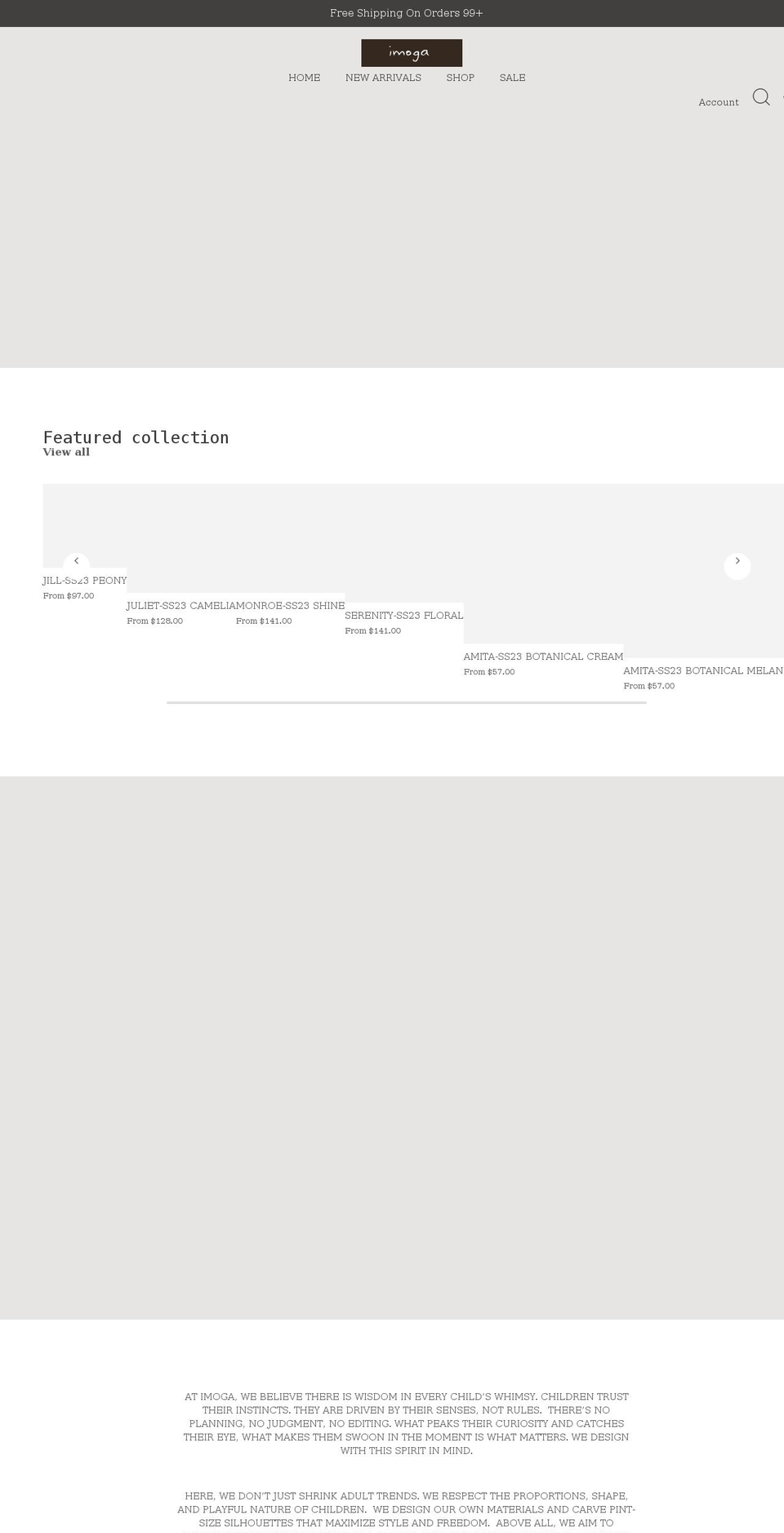 imogacollection.com shopify website screenshot