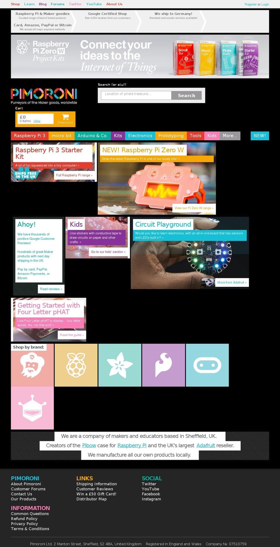 Pi Zero W Launch Shopify theme site example imoroni.com