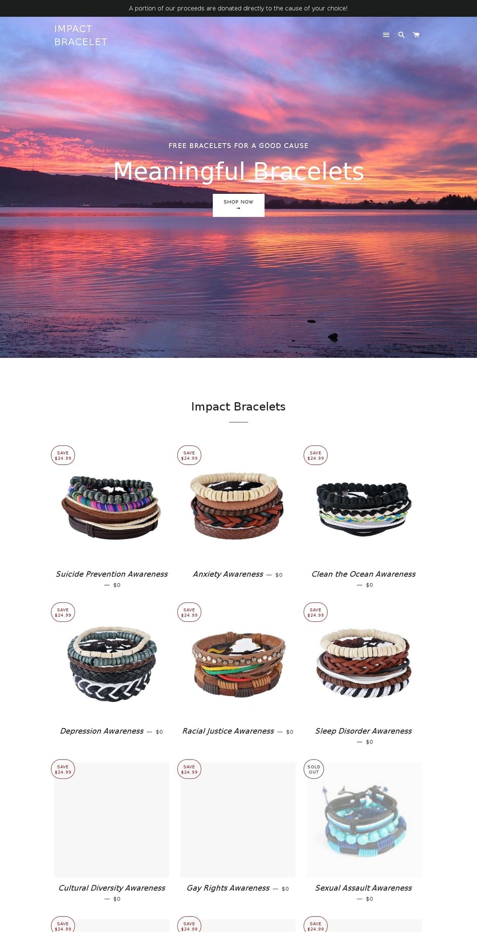 impactbracelet.us shopify website screenshot