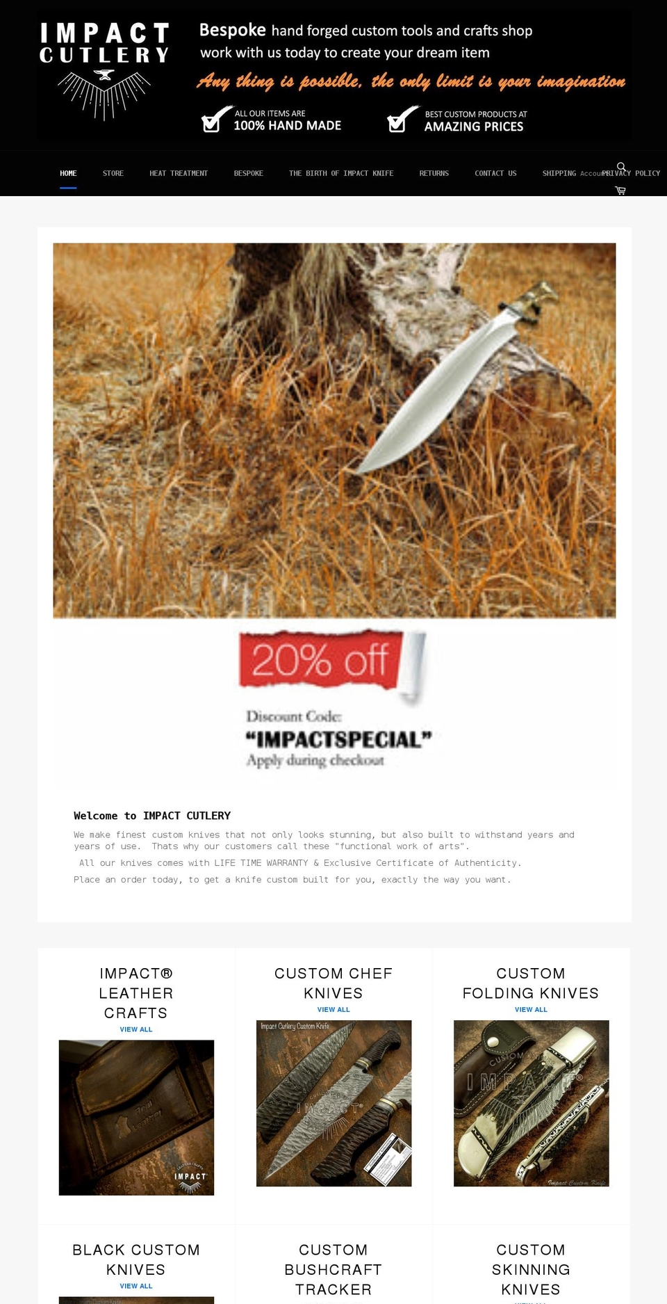 impactcutlery.co.uk shopify website screenshot