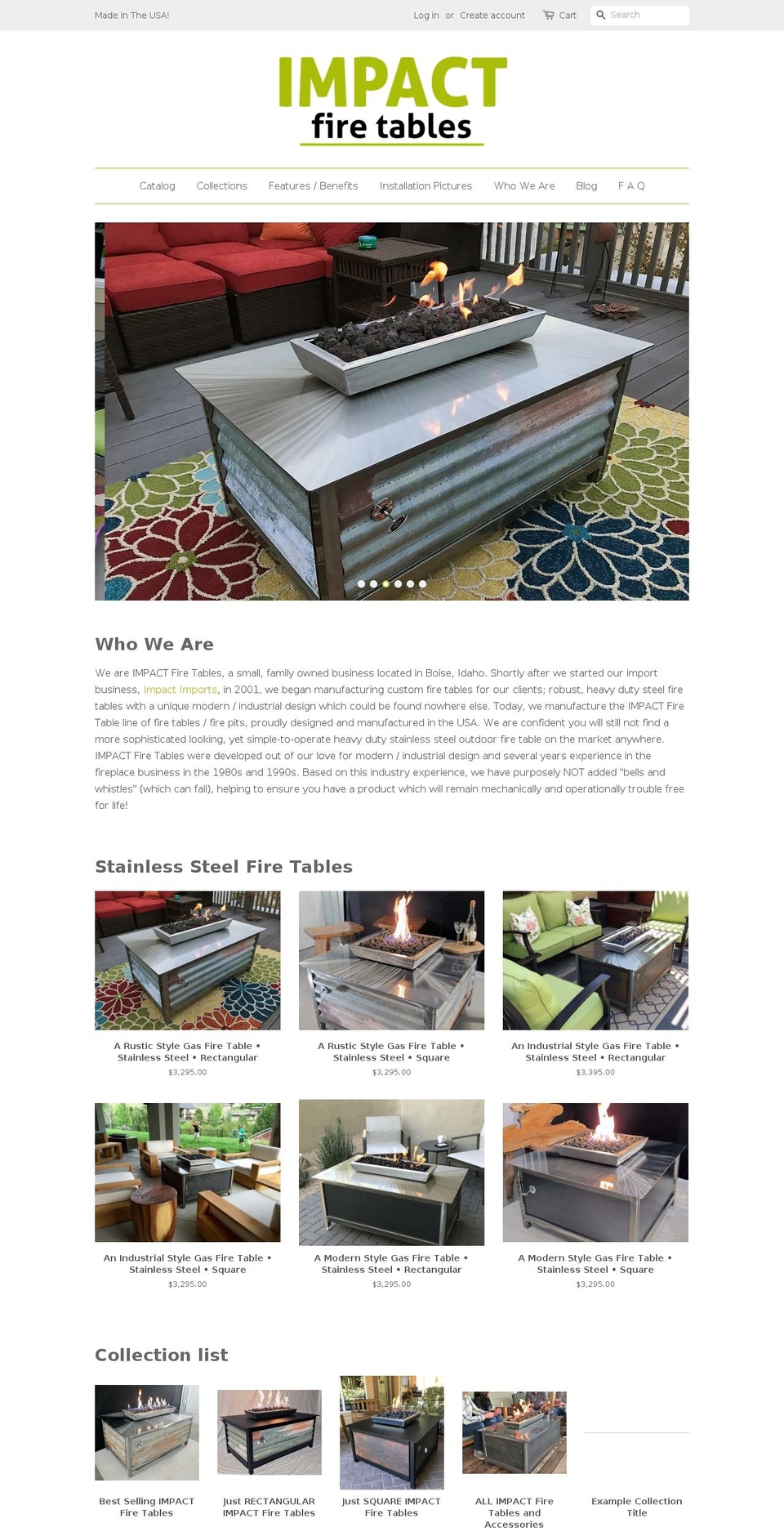 impactfiretables.com shopify website screenshot
