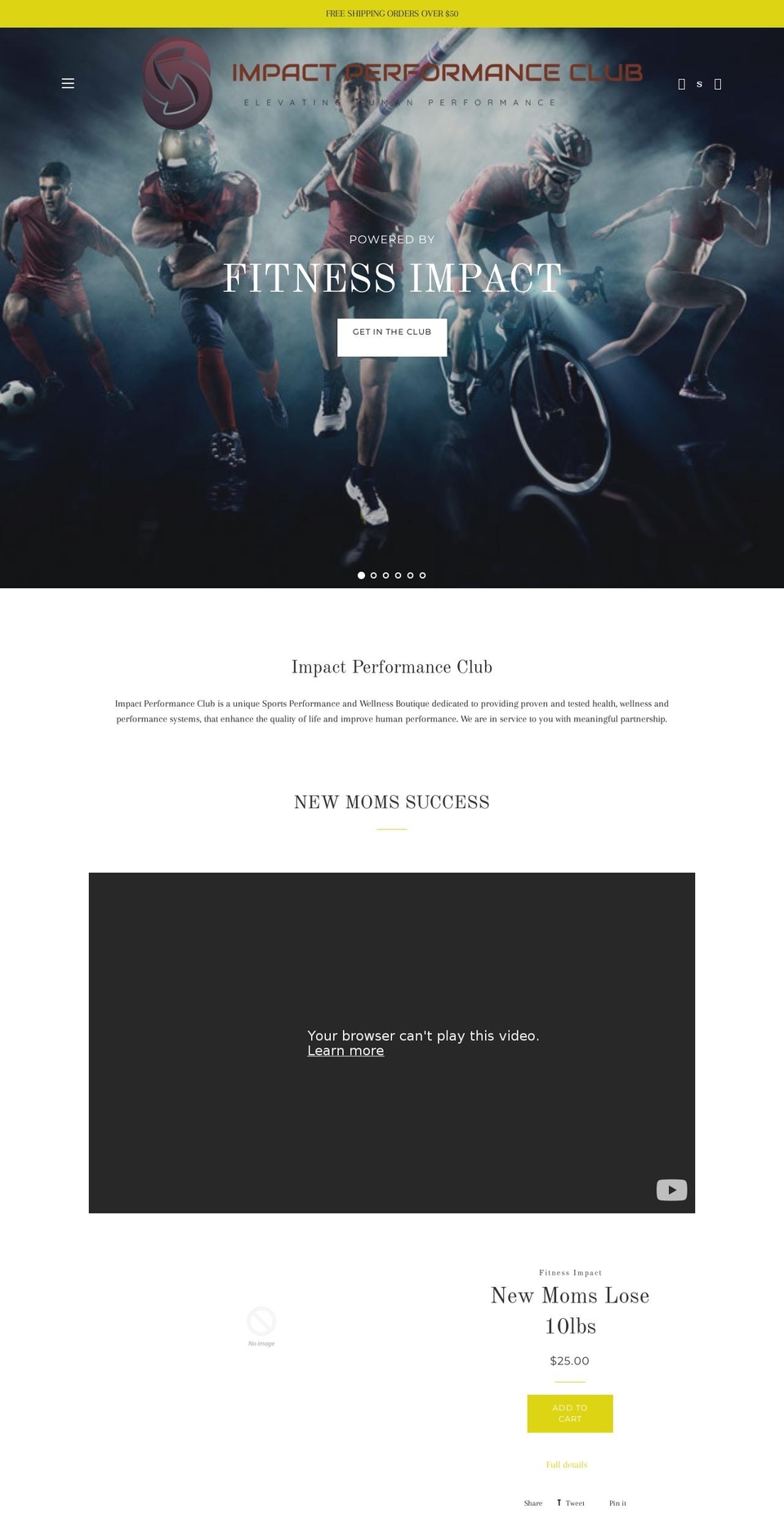 impactperformanceclub.com — Shopify storefront screenshot