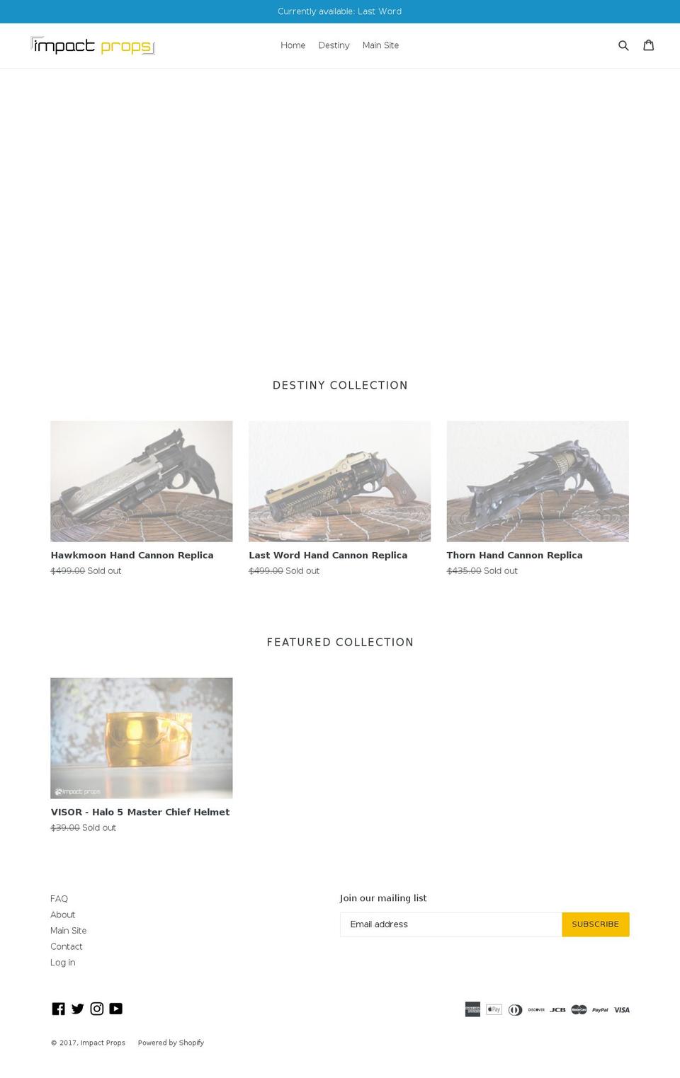 impactpropsshop.com shopify website screenshot