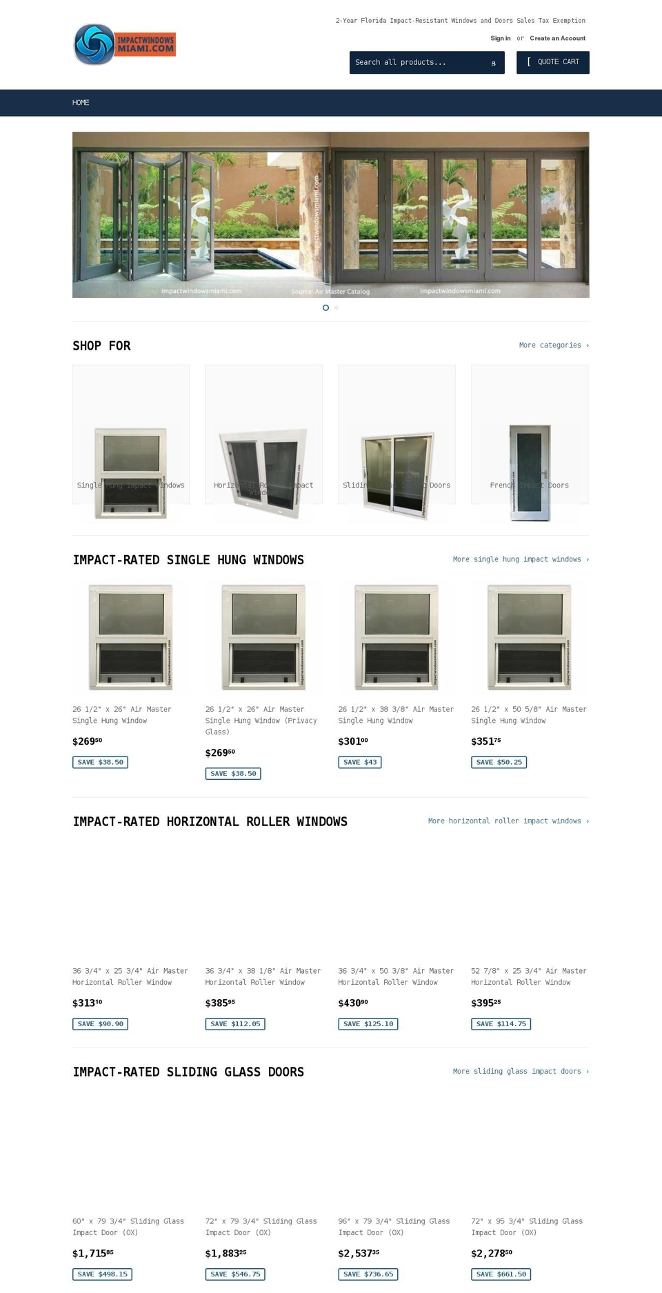 impactwindowsmiami.com shopify website screenshot