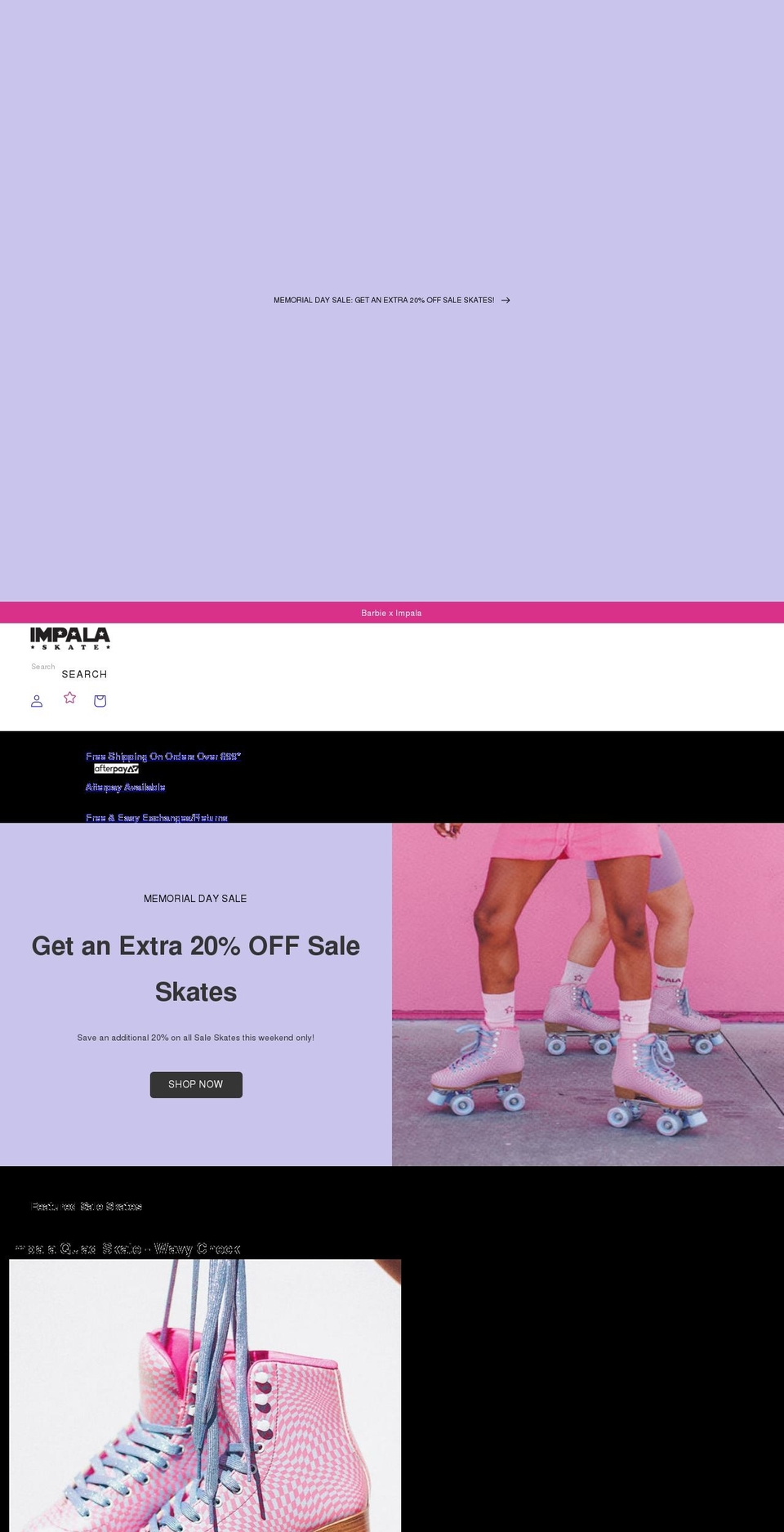 impalarollerskates.com shopify website screenshot
