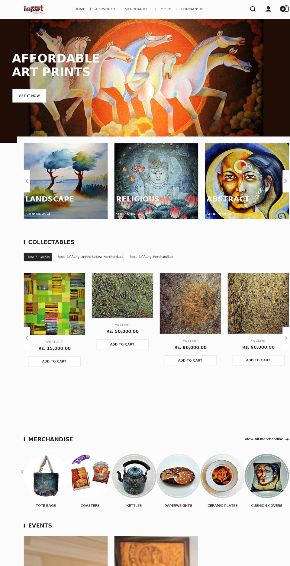 impartgallery.com shopify website screenshot