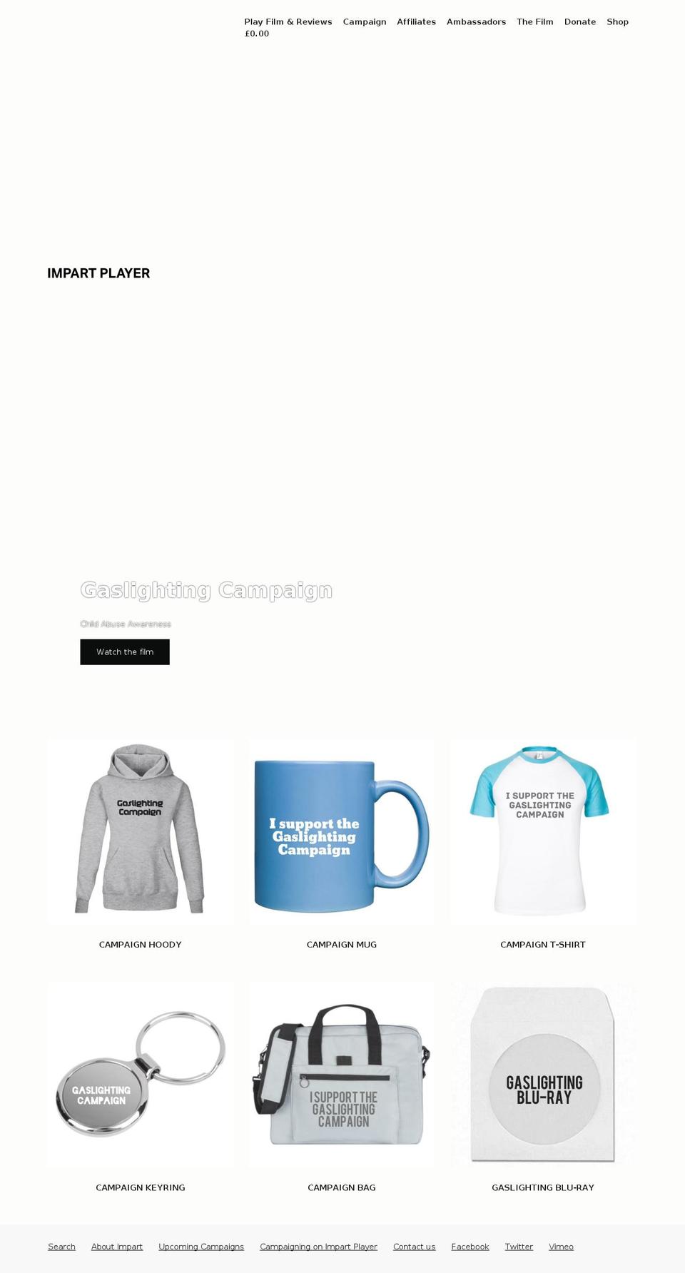 impartplayer.com shopify website screenshot