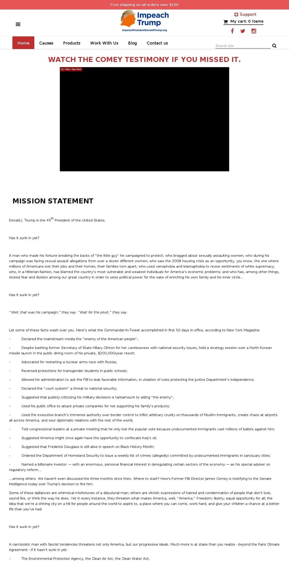 impeachpresidentdonaldtrump.org shopify website screenshot