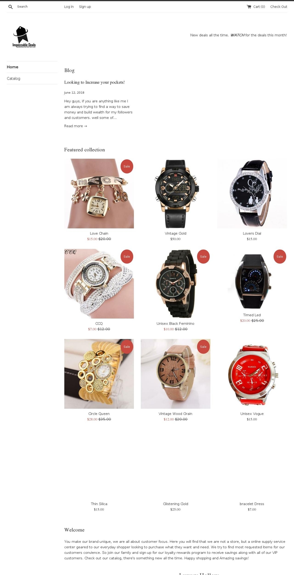 impeccabledeals.com shopify website screenshot