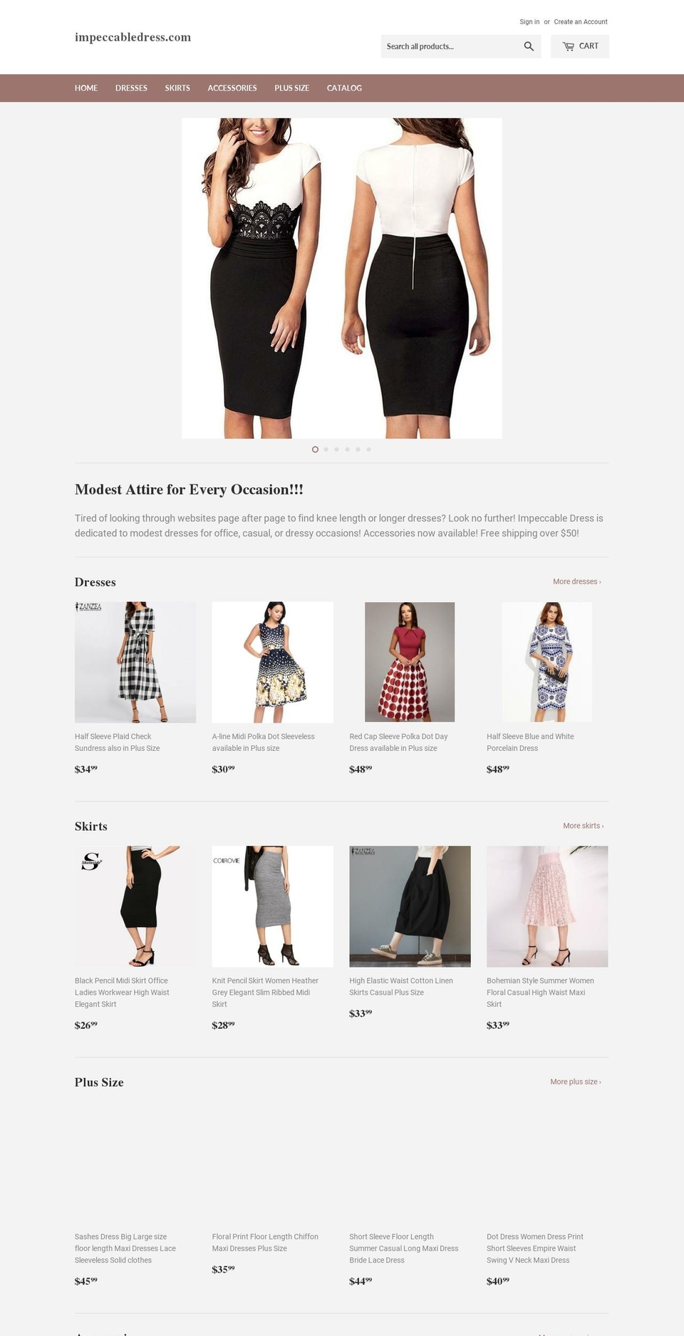 impeccabledress.com — Shopify storefront screenshot