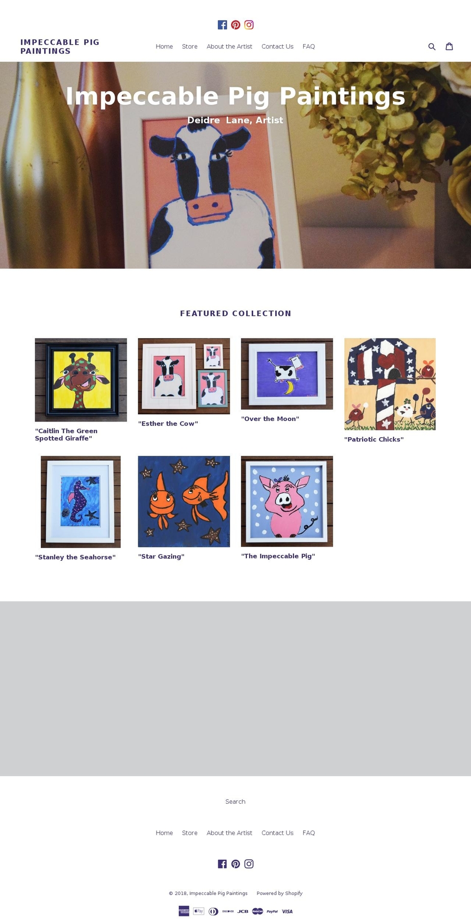 impeccablepigpaintings.com — Shopify storefront screenshot