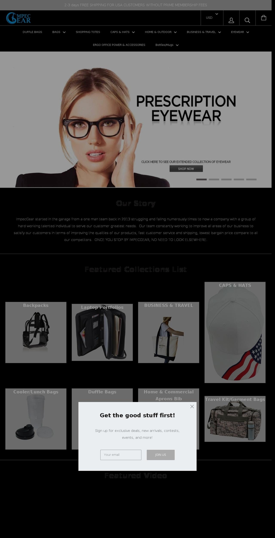impecgear.com shopify website screenshot