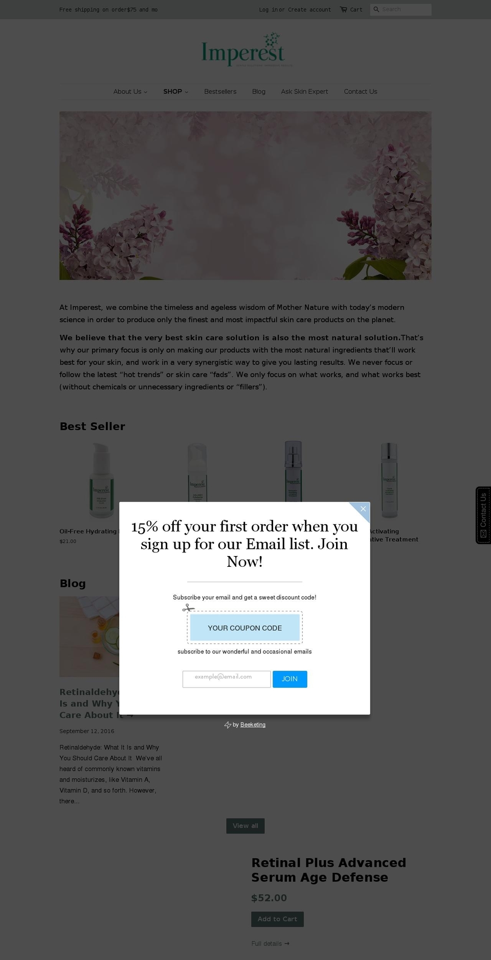 imperest.com shopify website screenshot