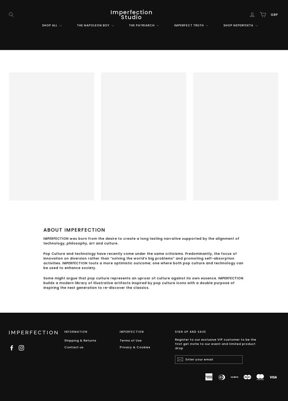 imperfectionstudio.com — Shopify storefront screenshot