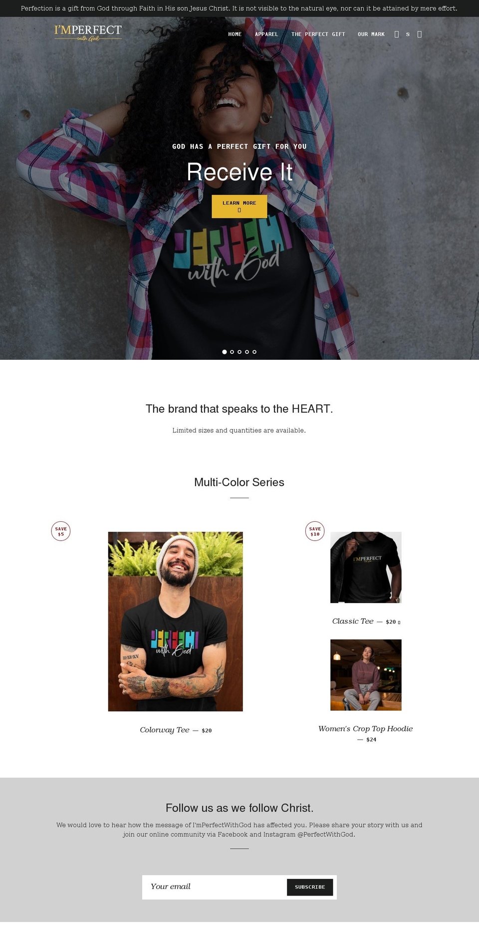 imperfectwithgod.com shopify website screenshot