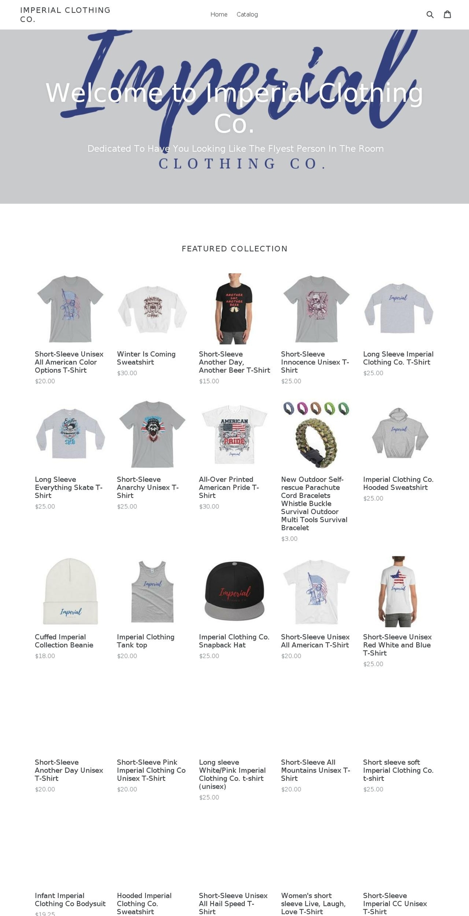 imperialclothingco.com — Shopify storefront screenshot