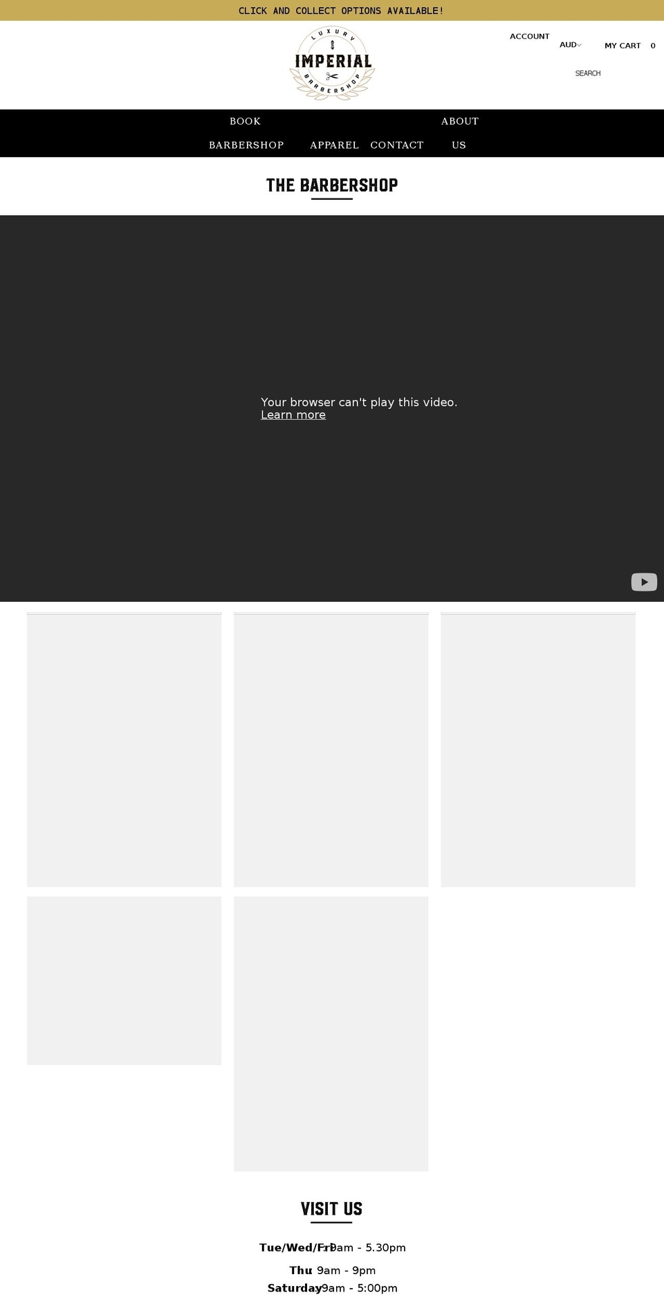 imperialluxurybarbers.com shopify website screenshot