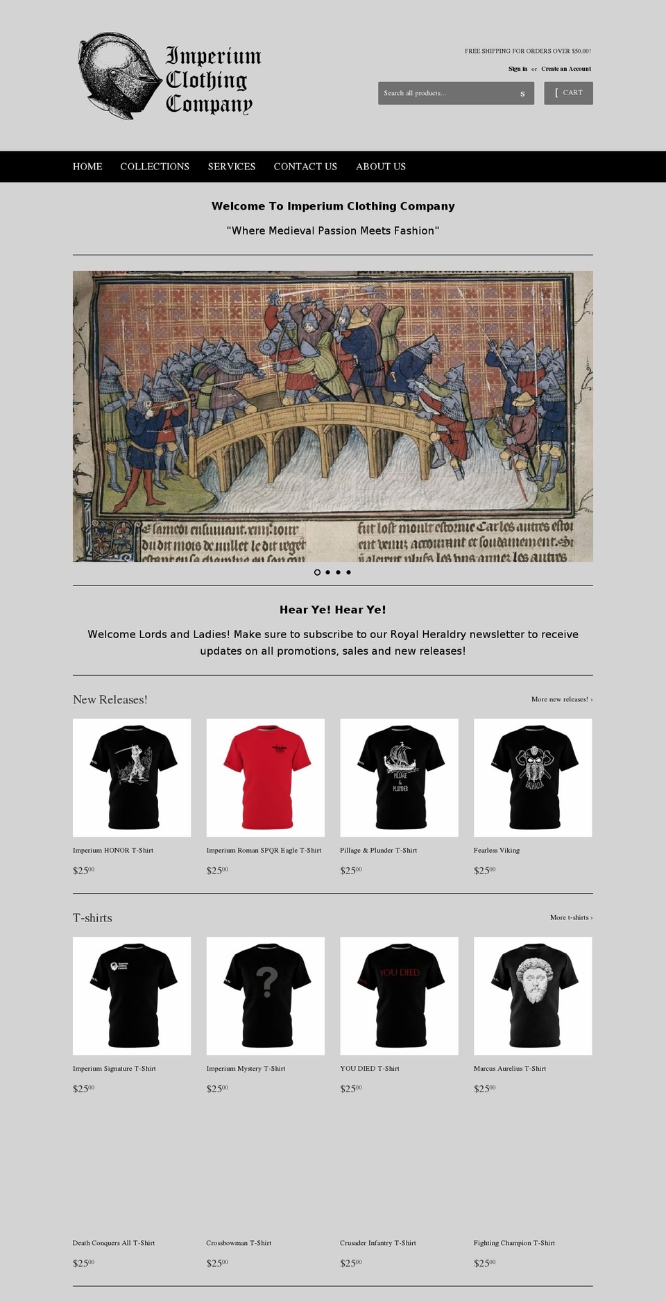 imperiumclothingco.com shopify website screenshot