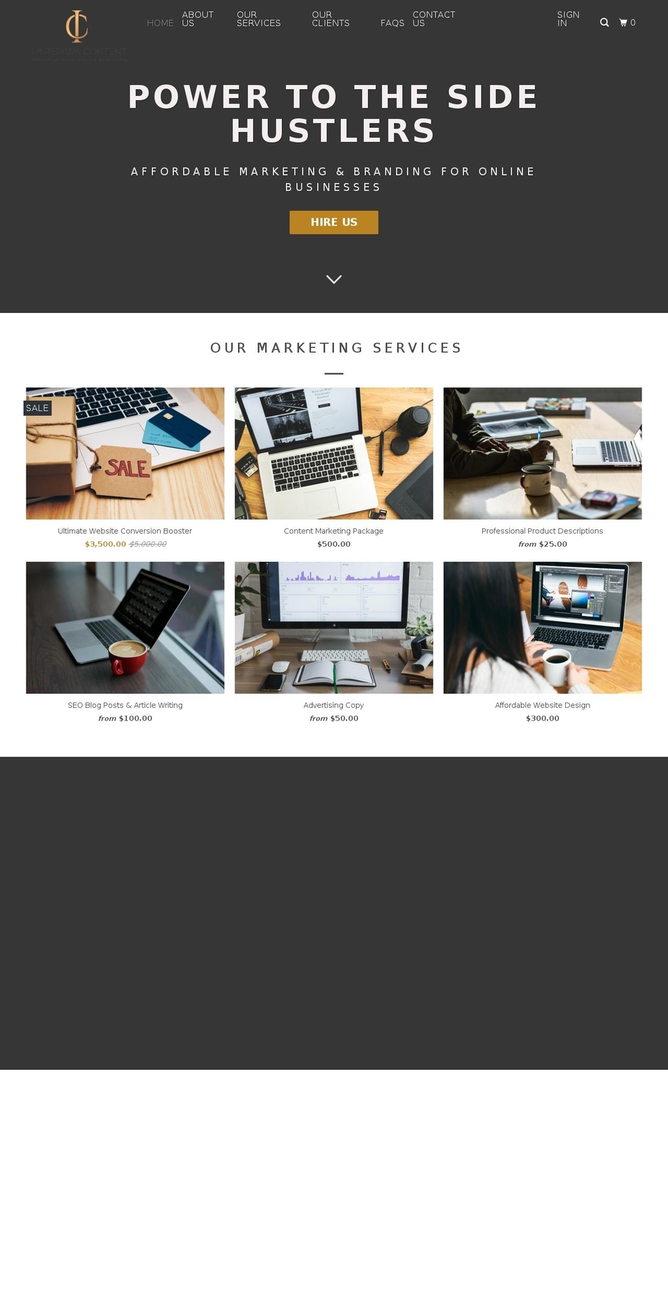 imperiumcontent.com — Shopify storefront screenshot