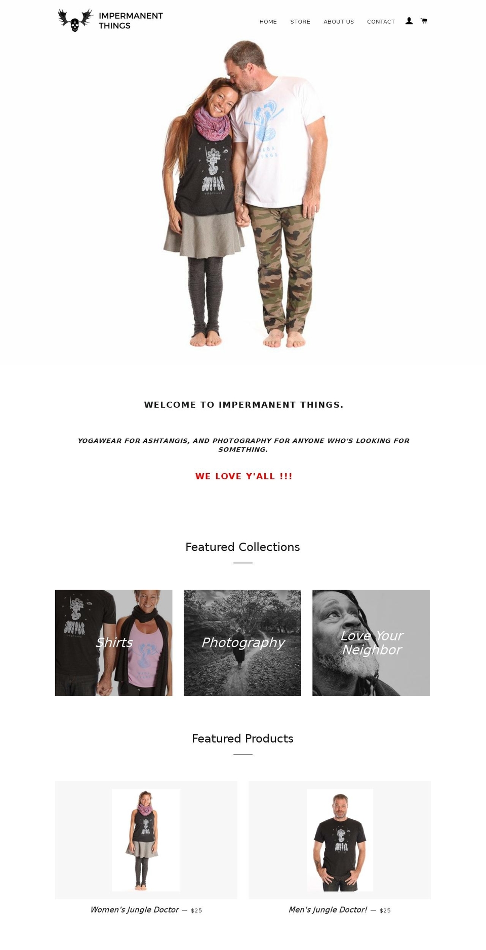 impermanentthings.com — Shopify storefront screenshot