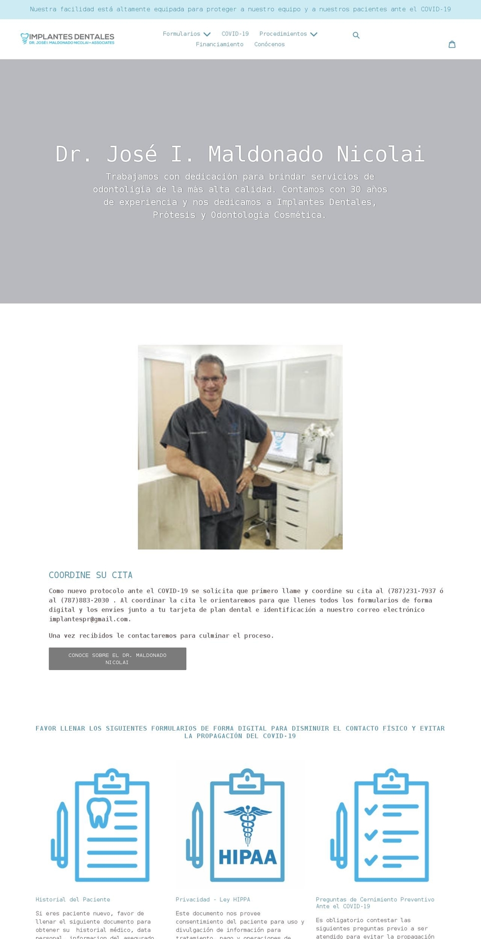 implantespr.com shopify website screenshot