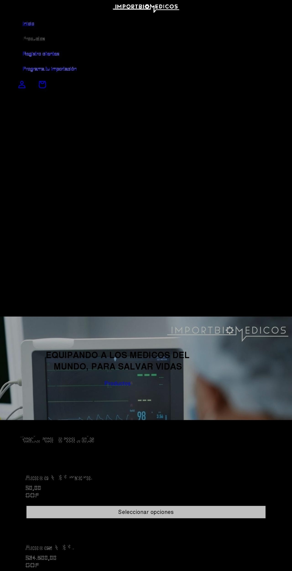 importbiomedicos.com shopify website screenshot