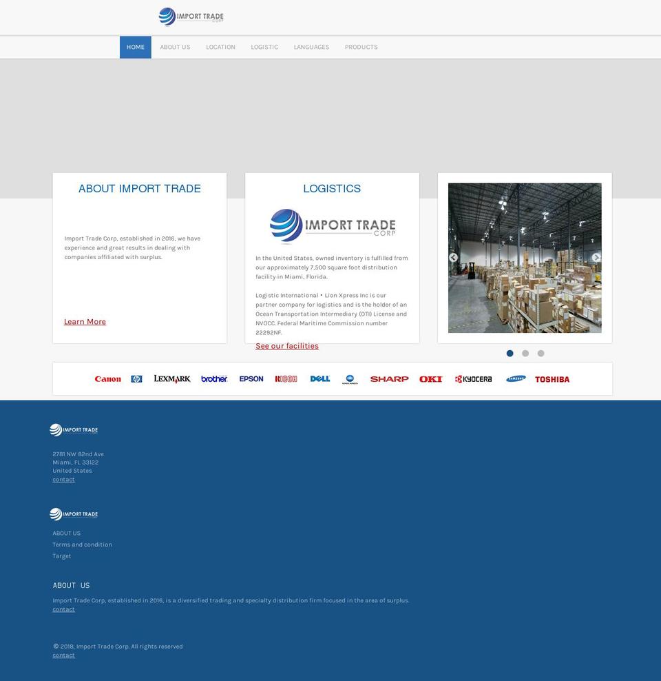 importtradecorp.com — Shopify storefront screenshot
