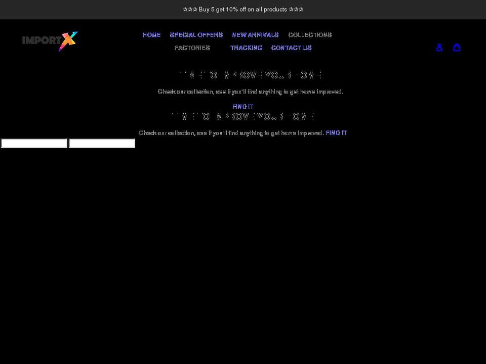 importx.com shopify website screenshot