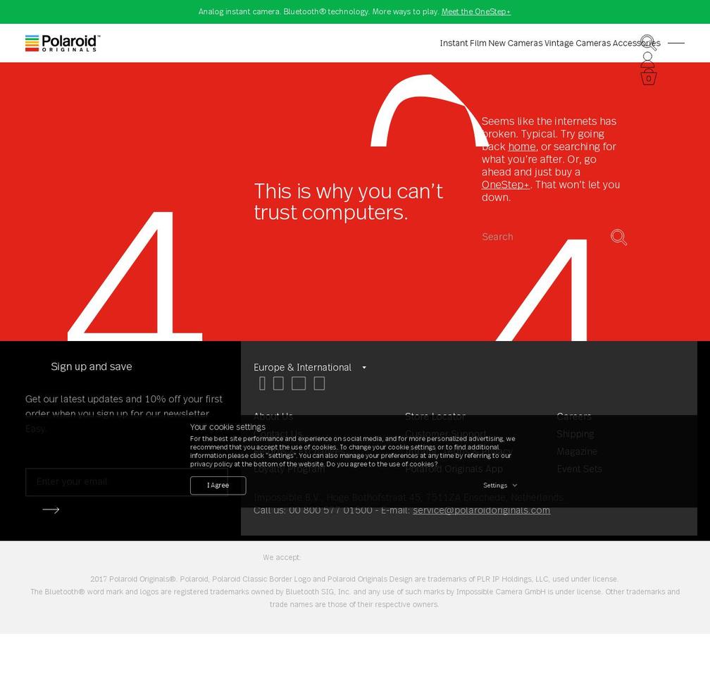impossible-camera.com — Shopify storefront screenshot