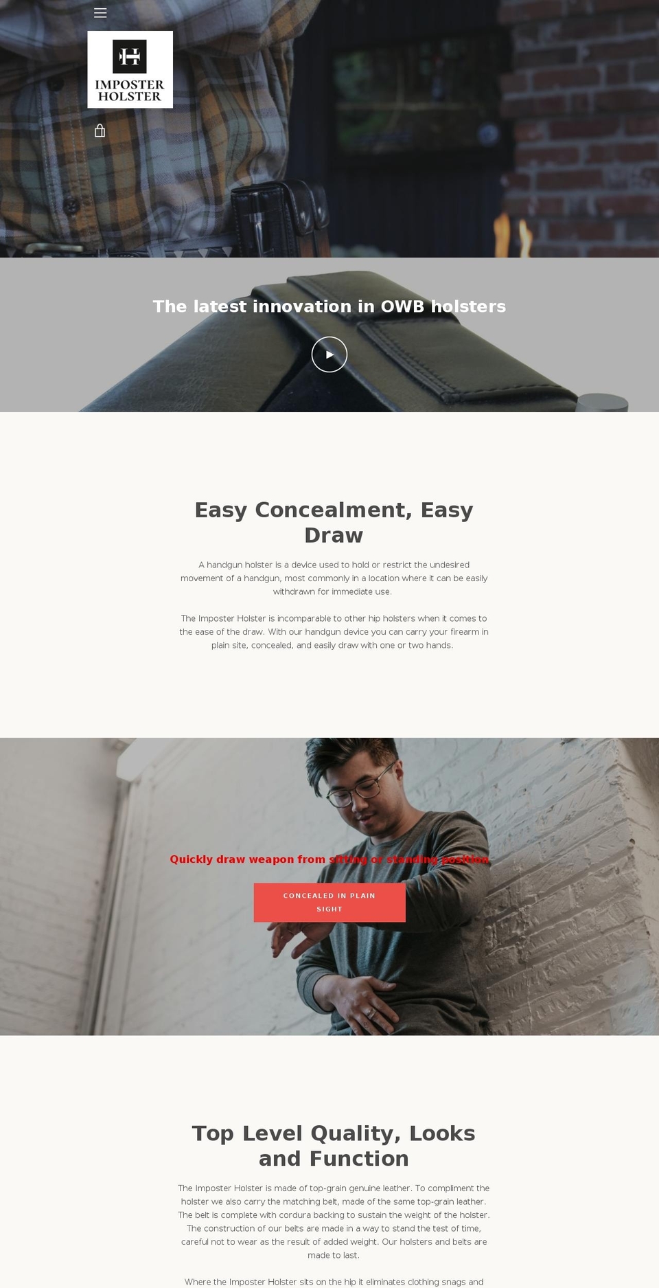 imposterholster.com shopify website screenshot