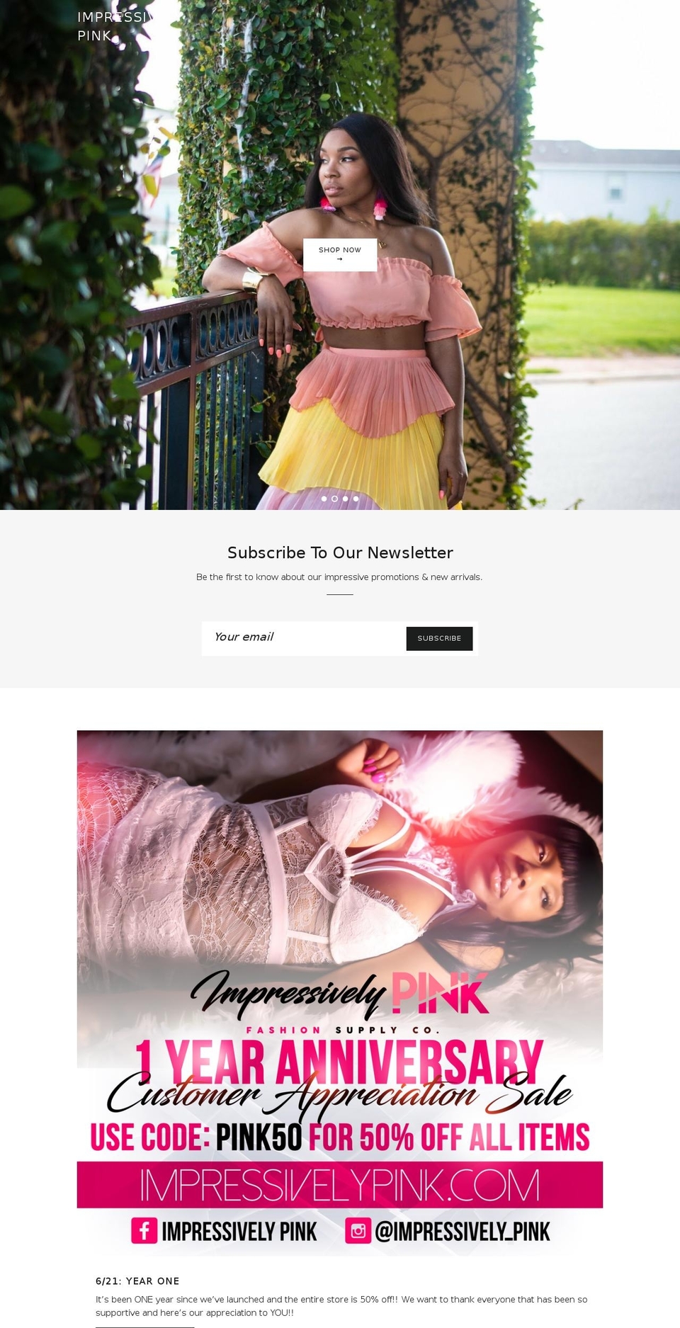 impressivelypink.com — Shopify storefront screenshot