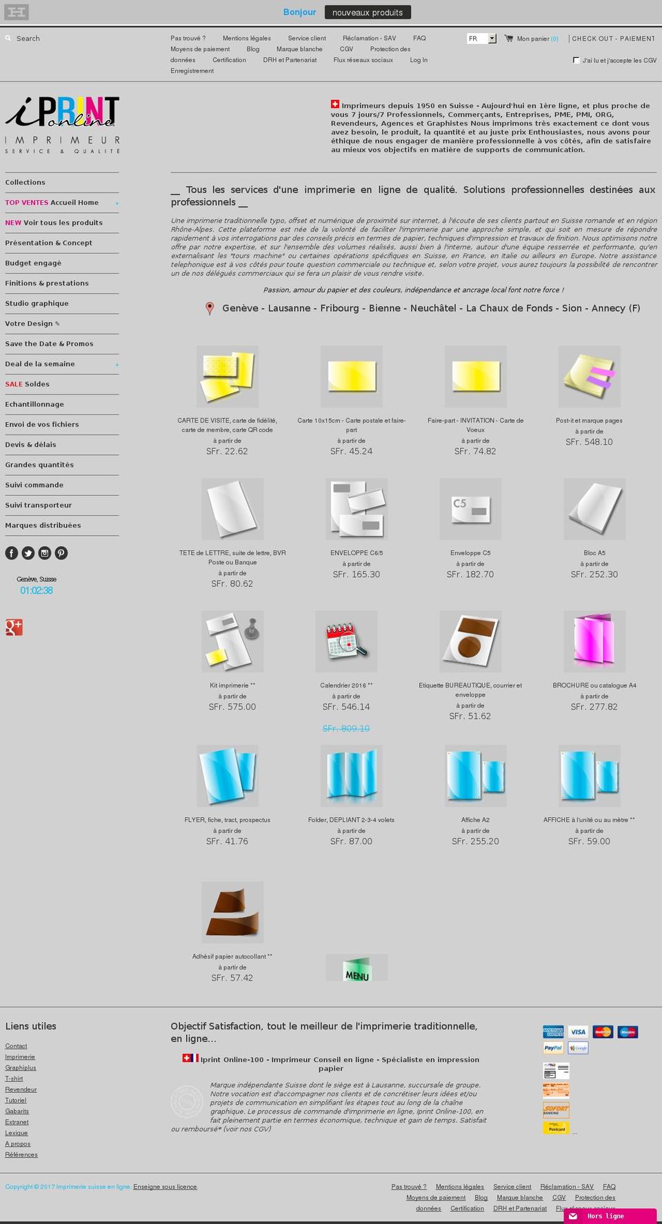 imprimerienligne.ch shopify website screenshot