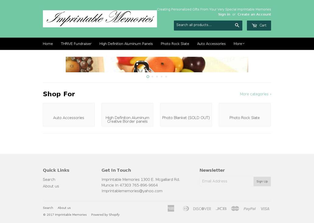 imprintablememories.net shopify website screenshot