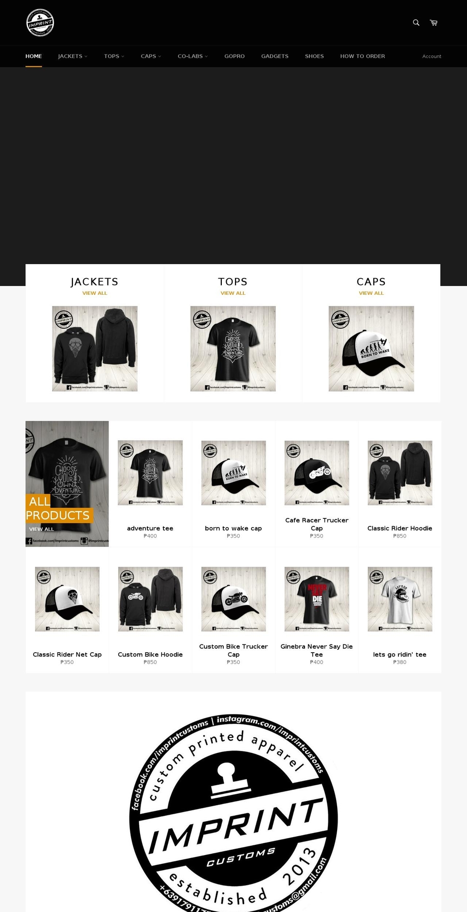 imprintcustomsph.com shopify website screenshot