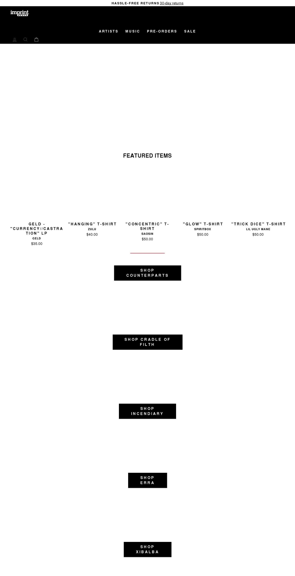 imprintmerch.com.au shopify website screenshot