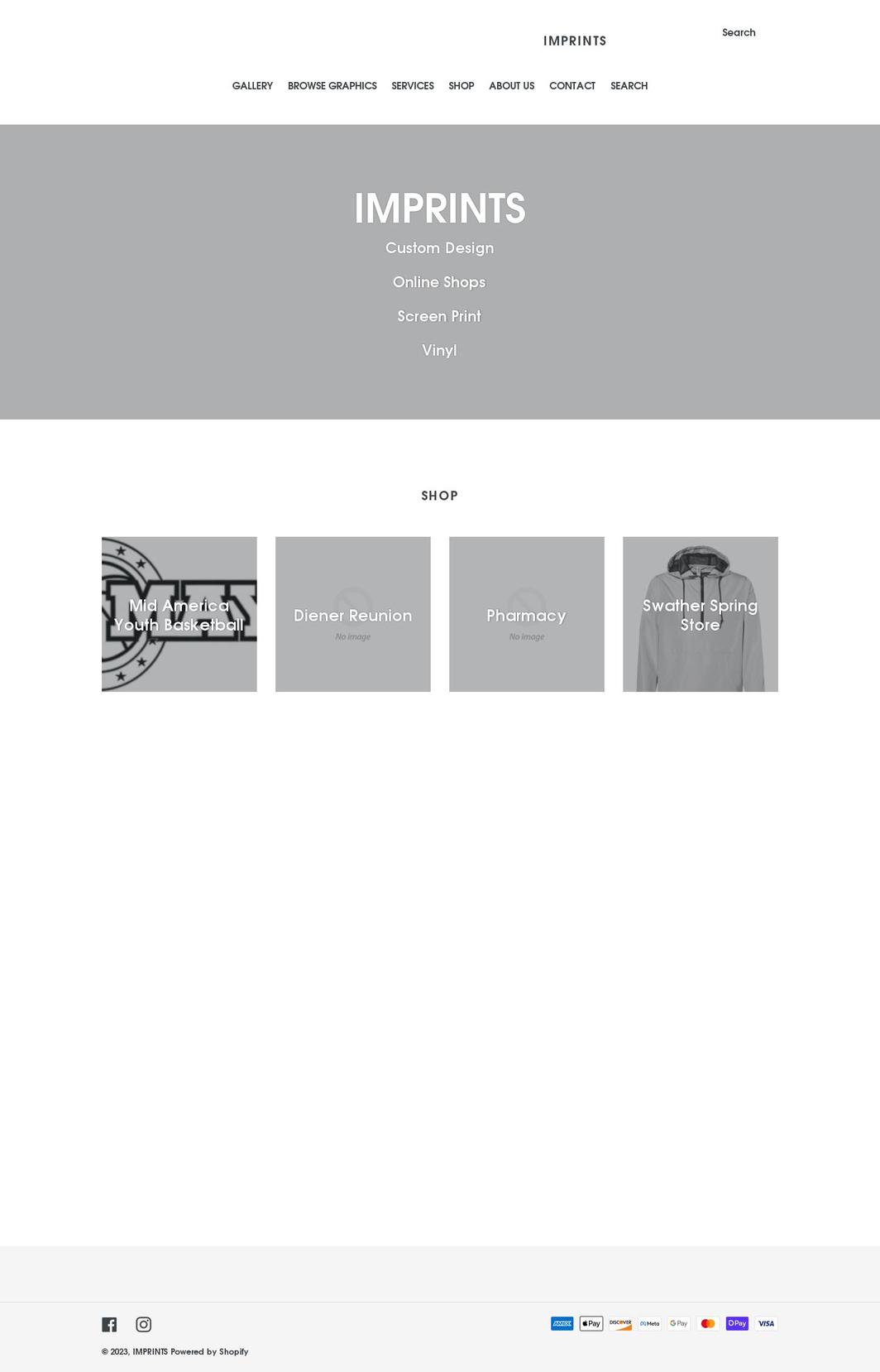imprintsshirts.com shopify website screenshot