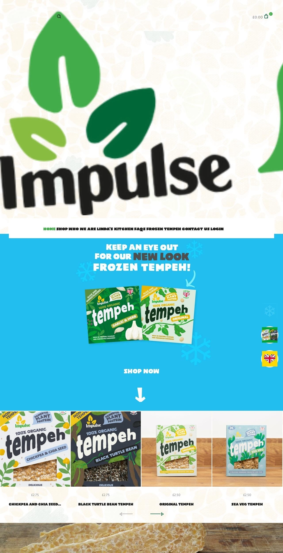 impulsetempeh.co.uk shopify website screenshot