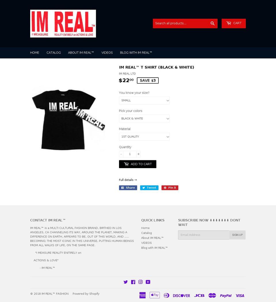 imrealfashion.com — Shopify storefront screenshot