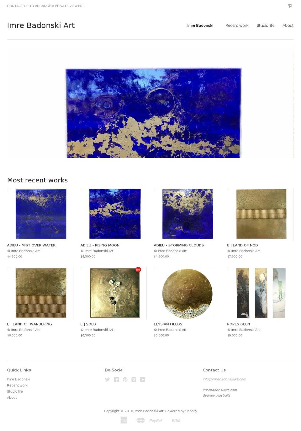 imrebadonskiart.com — Shopify storefront screenshot