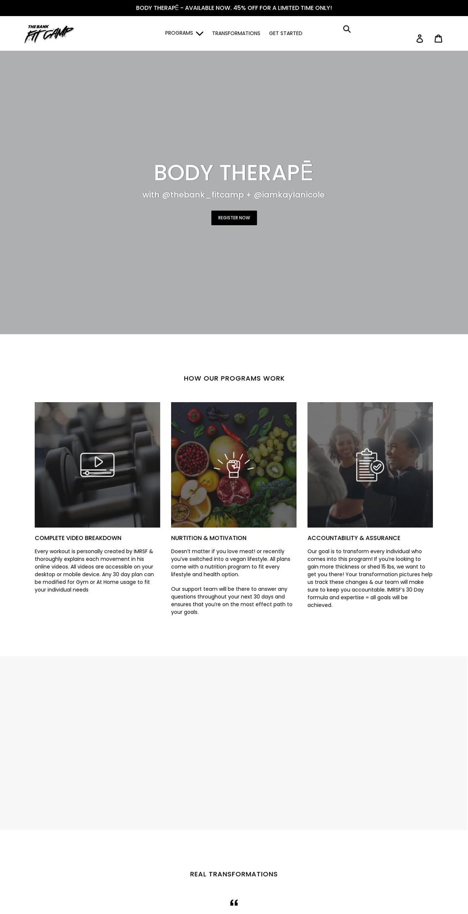 imrsfworkouts.com shopify website screenshot