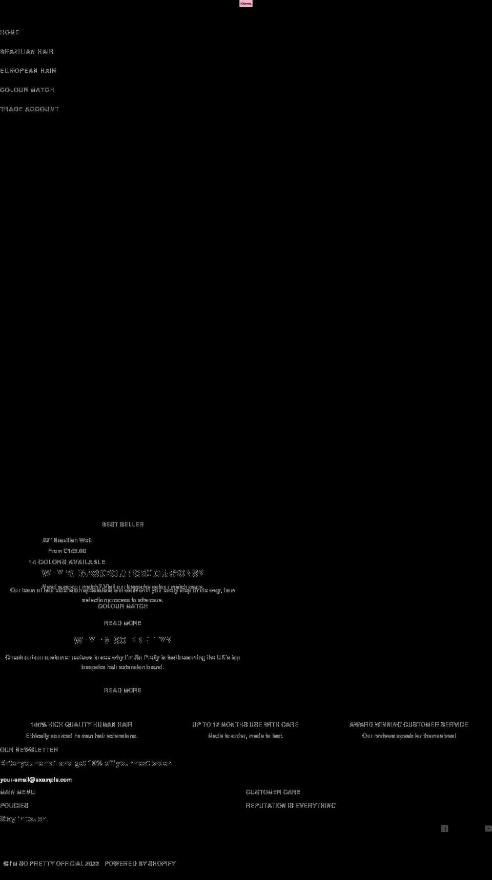 imsoprettyofficial.com shopify website screenshot