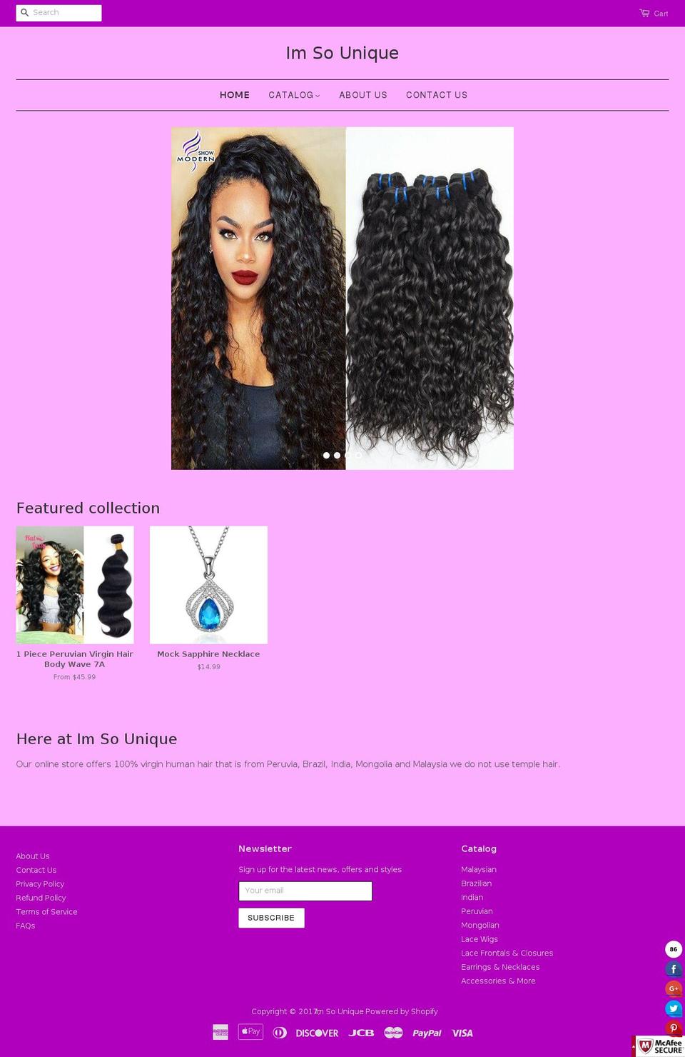 imsounique.com shopify website screenshot