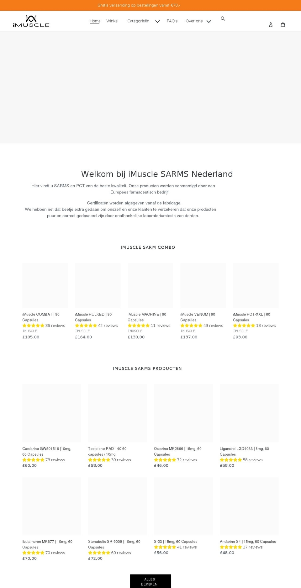 imuscle-sarms.nl shopify website screenshot